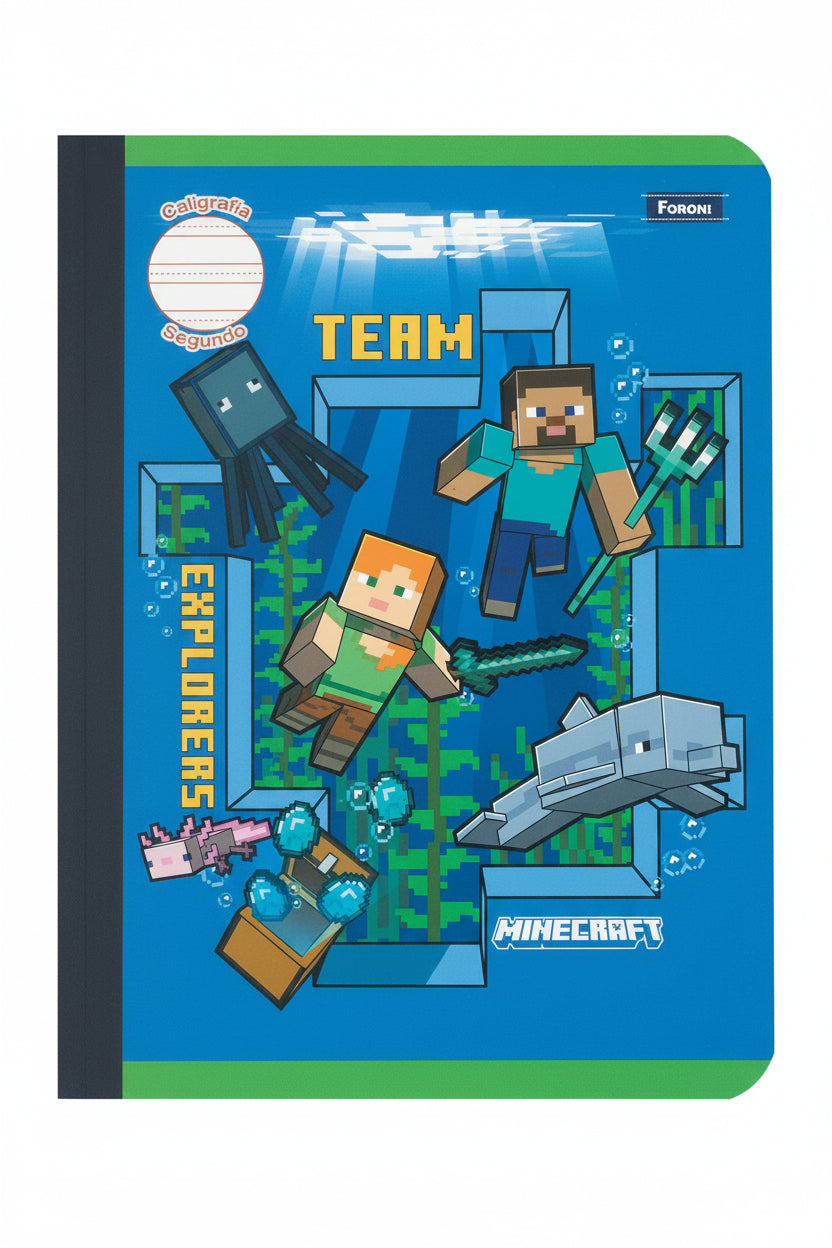 Libreta Caligrafia Primaria 2do Minecraft 160 PG