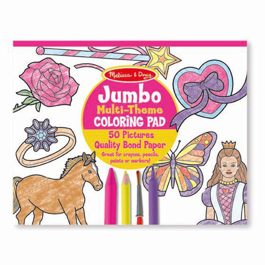 JUMBO 50-PAGE KIDS' COLORING PAD - HORSES, HEARTS,