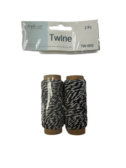 HEMP TWINE CORD ROLL-BLACK/WHITE 2 PC