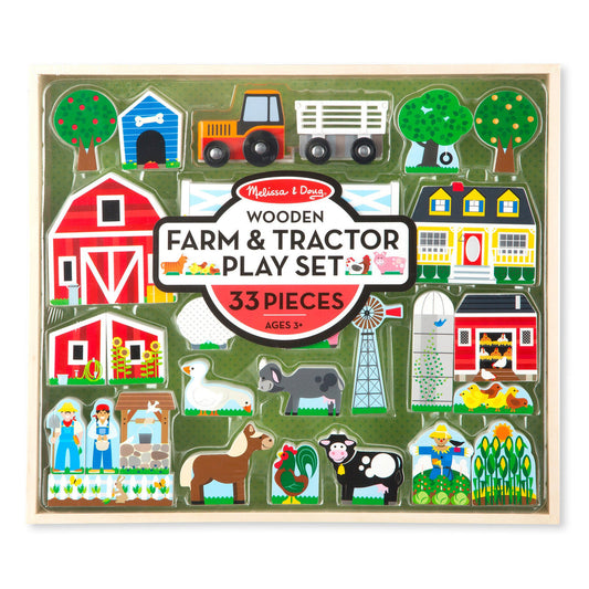 WOODEN FARM & TRACTOR PLAY SET