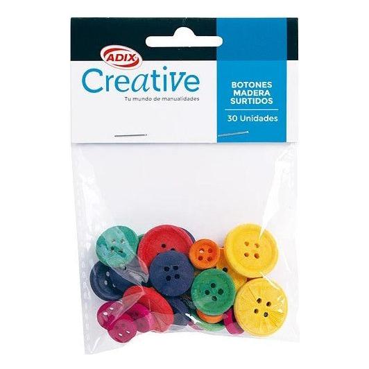 BOTON DE MADERA SURTIDO 30 PCS