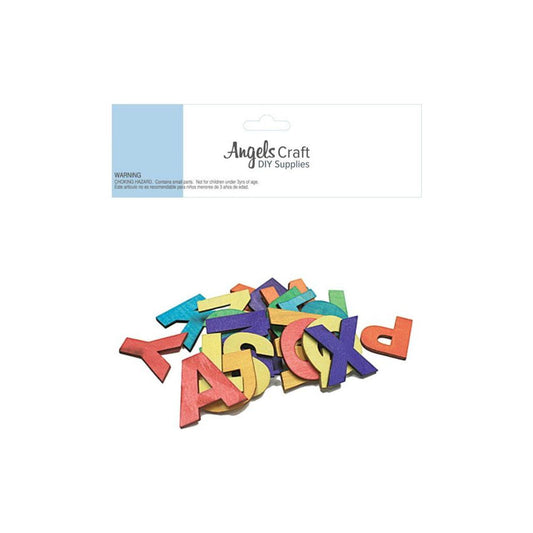 Wood Thin Letter Asst Color 26pcs