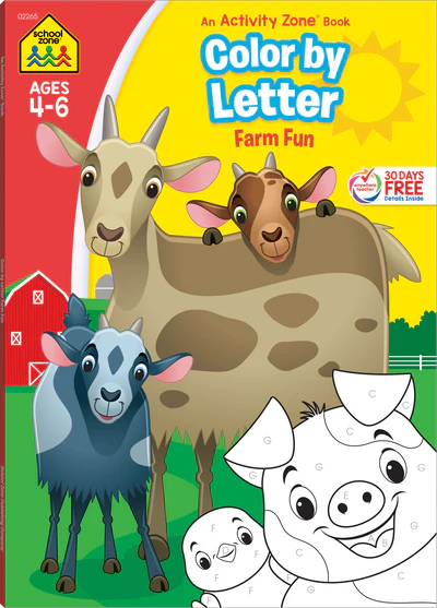 COLOR BY LETTER FARM FUN WORKBOOK 4-6 AGES