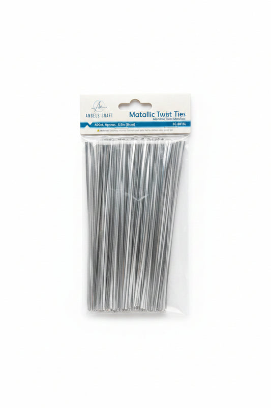 METALLIC TWIST TIES SILVER 400 CT APPROX.