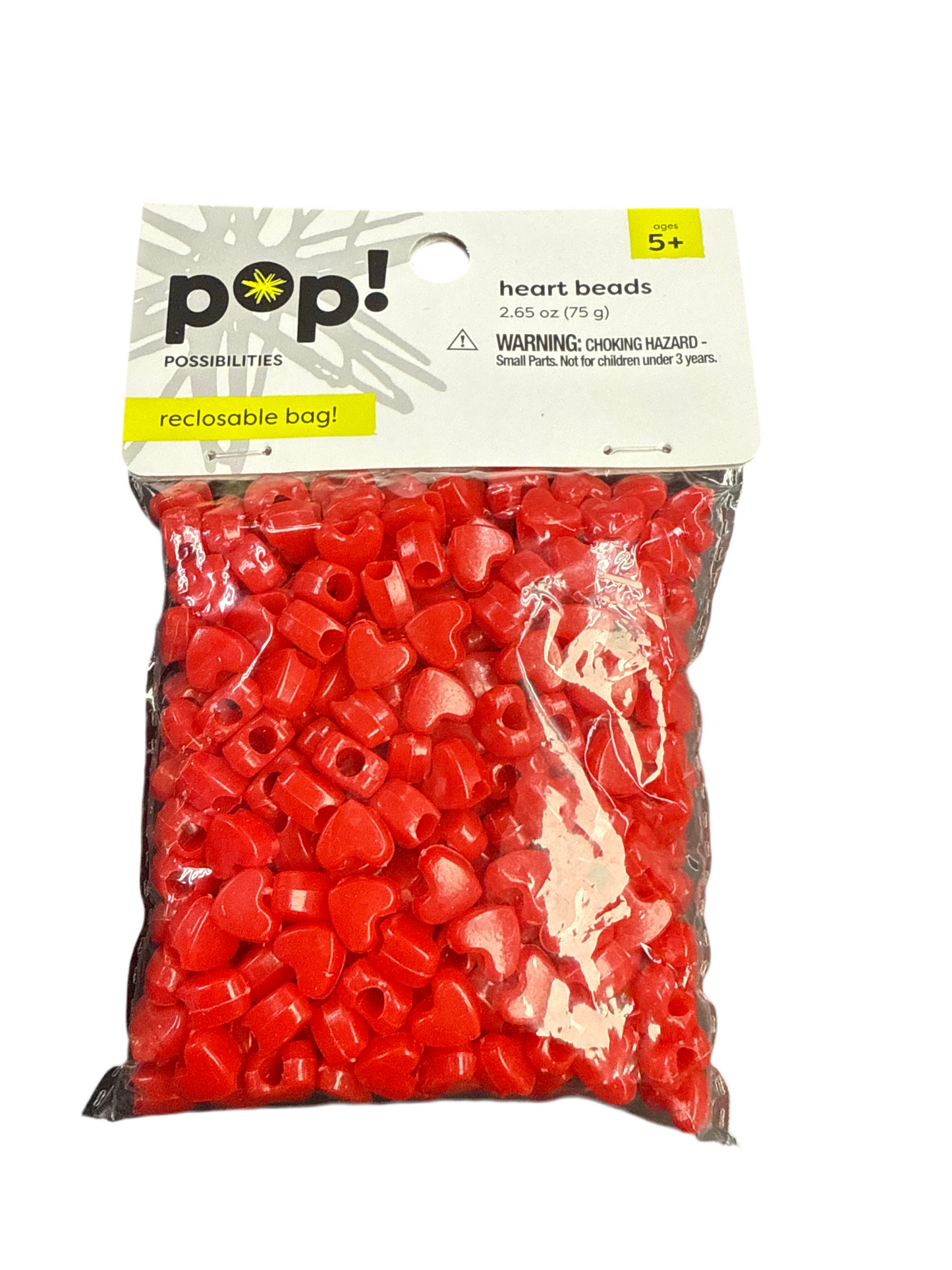 POP! POSSIBILITIES HEART PONY BEADS RED 9MM