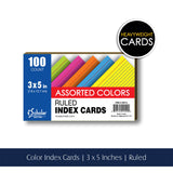 INDEX CARD COLOR RULED 3 X 5 PQ.100