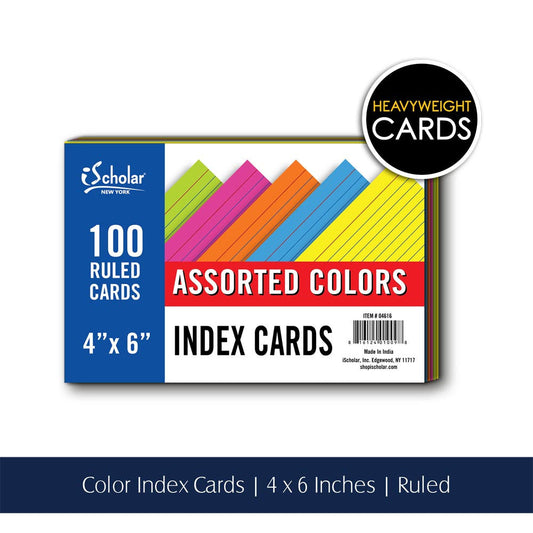INDEX CARD 4 X 6 COLOR RULED