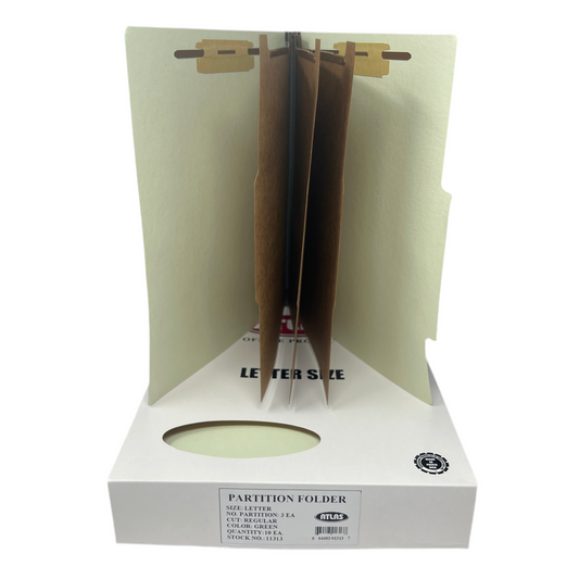 3 PARTITION FOLDER GREEN LETTER BOX/10