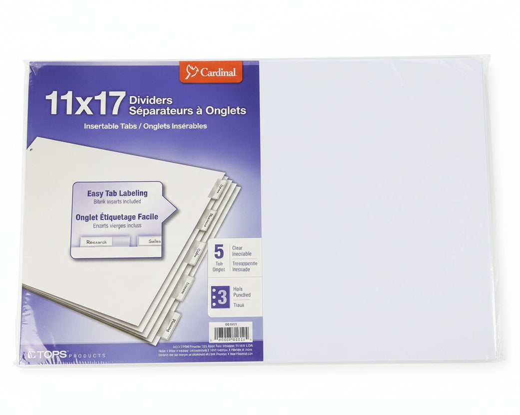 Paper Index Divider | 5 Tab | White | Legal | Clear Tab