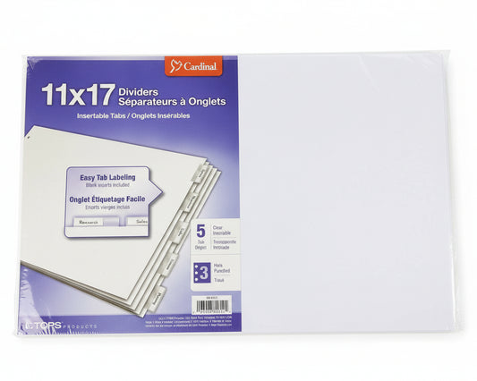 Paper Index Divider | 5 Tab | White | Legal | Clear Tab