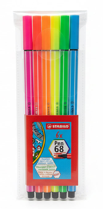 Pen 68 en estuche con 6 colores neón
