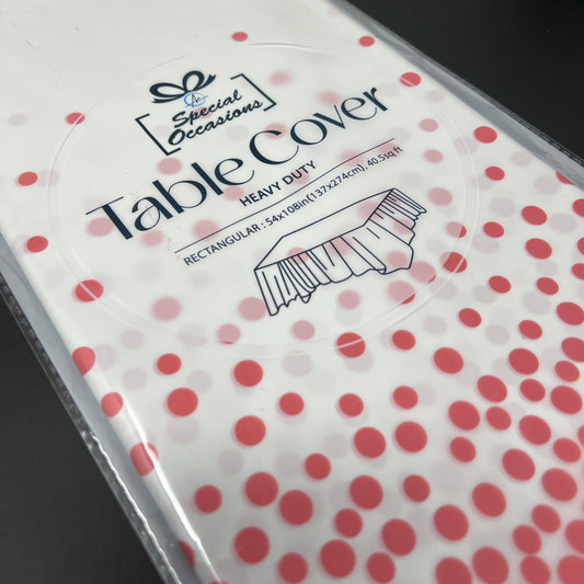 Rectangle Table Cover with White and Pink Dots