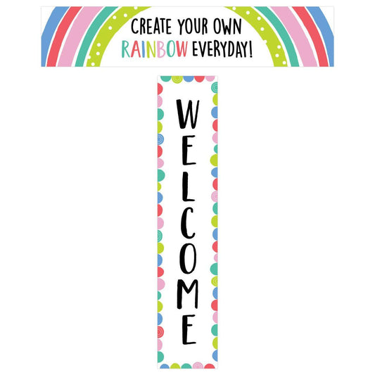 Rainbow Doodles Welcome Banner