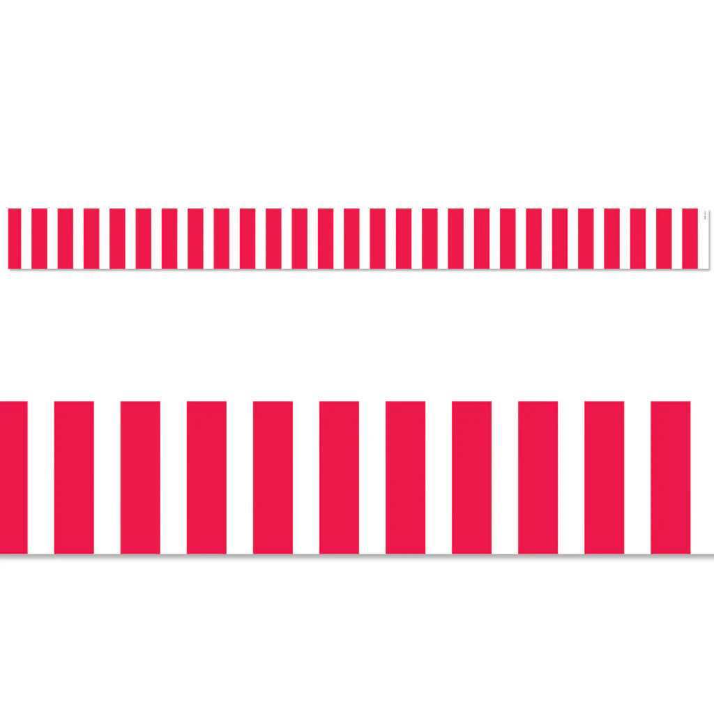 POPPY RED BOLD STRIPES EZ BORDER 48FT. 24 STRIPS
