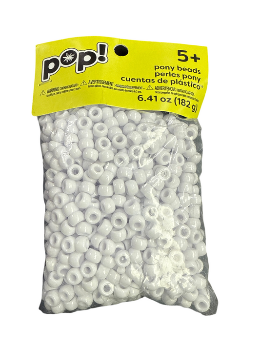POP! POSSIBILITIES PONY BEADS WHITE 9MM