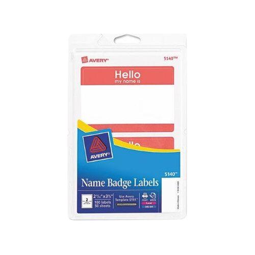 NAME BADGE LABELS RED BORDER 2-1/3" X 3-3/8" PQ100