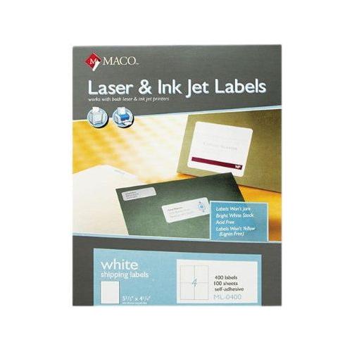LABELS SHIPPING 5-1/2" X 4-1/4" WHITE 400 PC