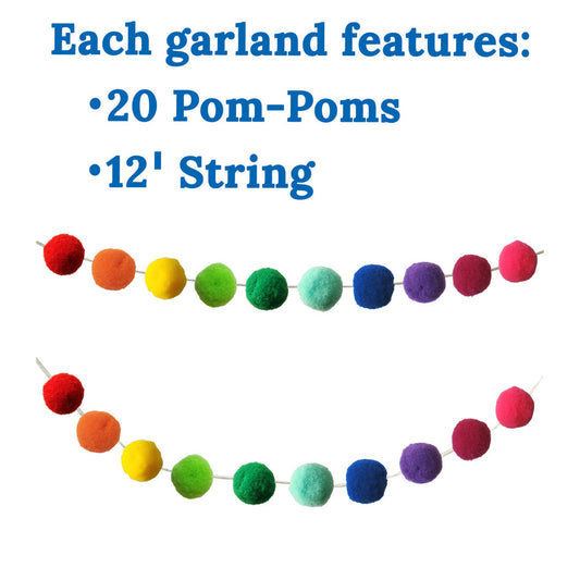 RAINBOW POM-POM GARLAND 40 FT