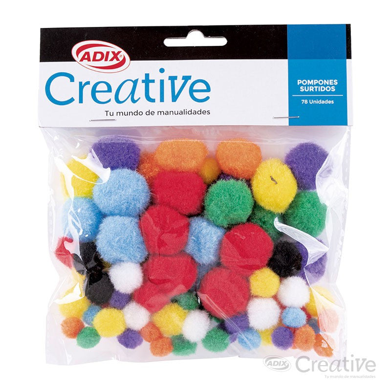 POMPOM SURTIDO 2.5CM 78 PCS (APROX)