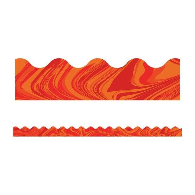 RED MARBLE SCALLOPED BORDERS