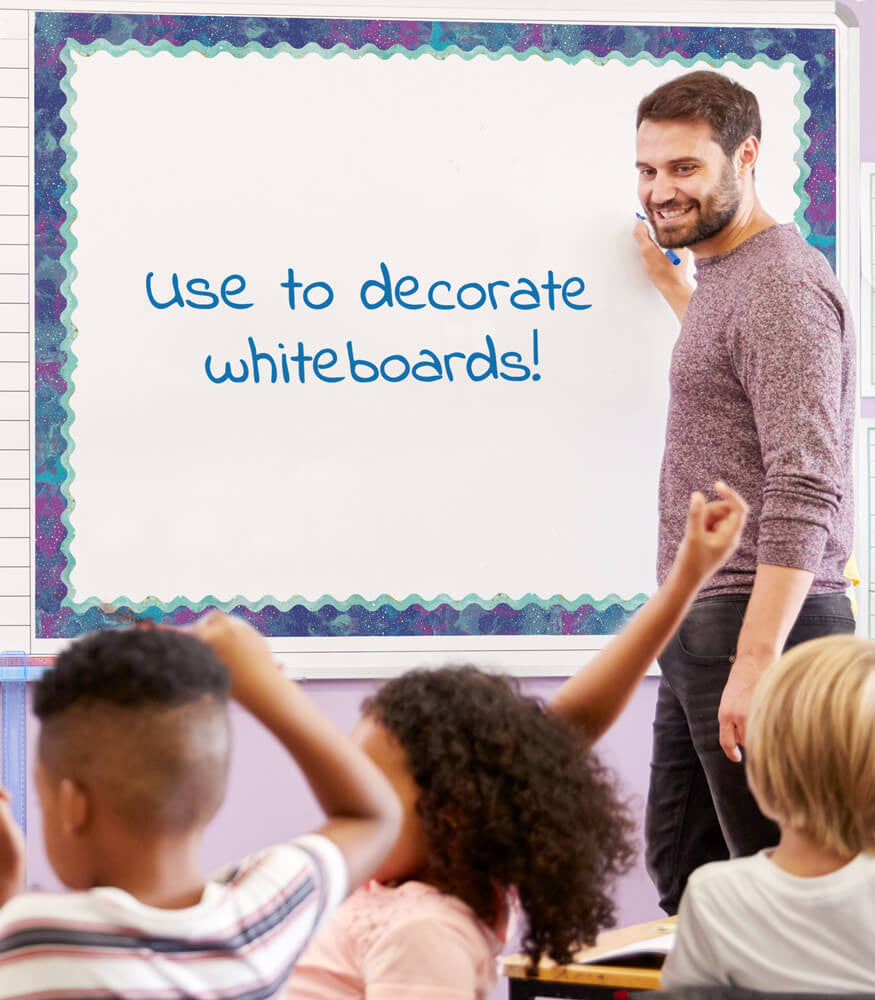 Watch Video Galaxy Scalloped Bulletin Board Borders | 13 strips