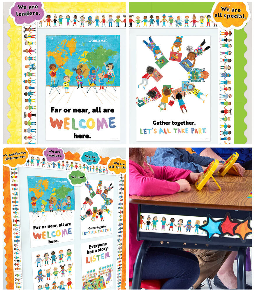 All Are Welcome Kids Straight Bulletin Board Borders | 12 strips