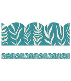 TEAL WITH LEAVES SCALLOPED BORDER