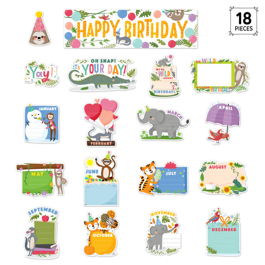 Jungle Friends Happy Birthay Mini Bulletin Board | 18 pcs