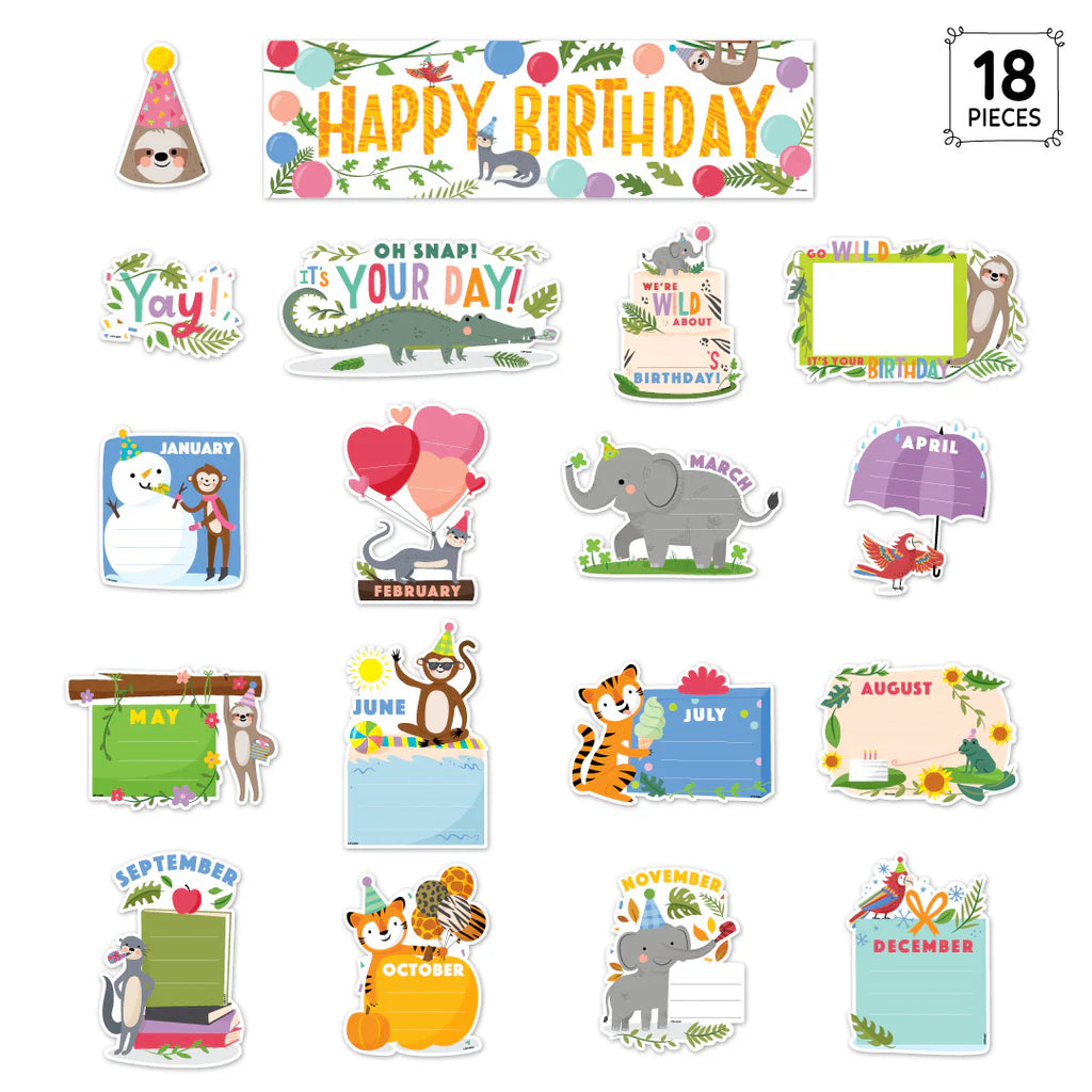 Jungle Friends Happy Birthay Mini Bulletin Board | 18 pcs