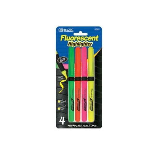 PEN STYLE FLUORESCENT HIGHLIGHTERS W/GRIP PQ.4
