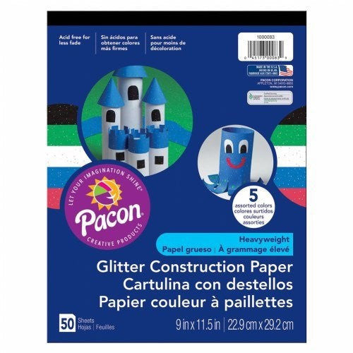 GLITTER PAD 9" X 11.5" ASST 50 PC
