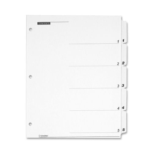 PRINTABLE INDEX DIVIDERS 5 TAB WHITE