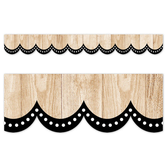 CORE DECOR DOTTED SCALLOPS ON WOOD BORDER 48 FEET 24 STRIPS