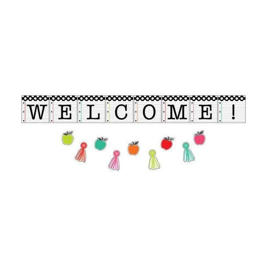 BLACK WHITE & STYLISH BRIGHTS WELCOME BULLETIN BOARD SET