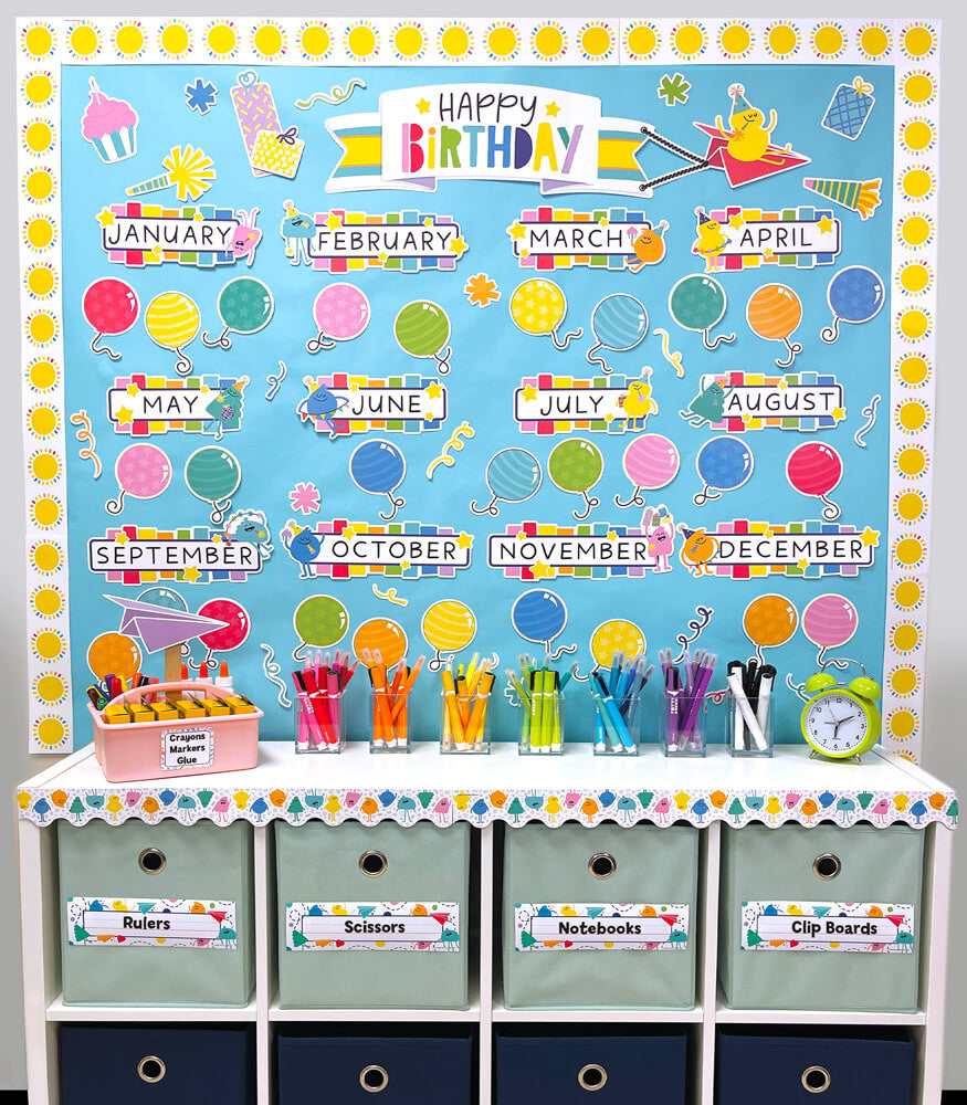 Happy Place Birthday Bulletin Board Set | 73 pieces