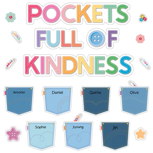CRAFTY COOL POCKETS FULL OF KINDNESS BULLETIN BOARD SET 58 PCS