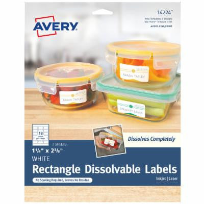 RACTANGLE DISSOLVABLE LABELS 1-1/4" X 2-3/8"