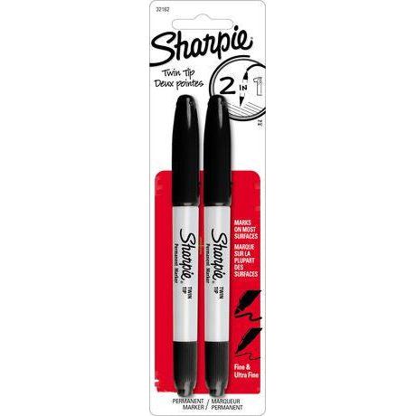 SHARPIE TWIN TIP BLACK PQT.2