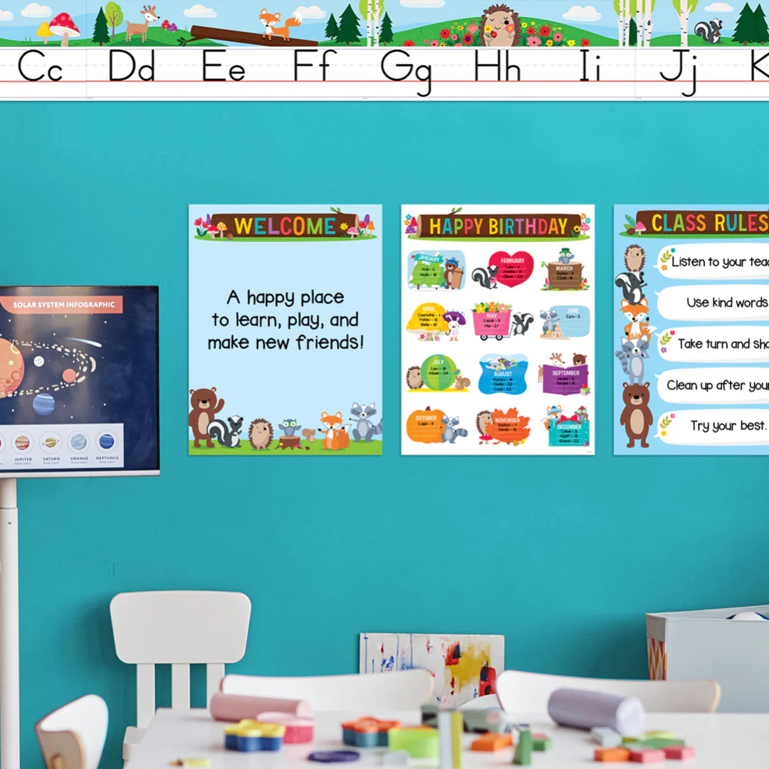 Woodland Friends Alphabet Line Bulletin Board | 11pcs