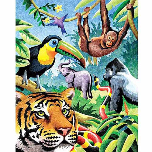 COLOUR PENCIL BY NUMBER JUNGLE ANIMALS 12 PC