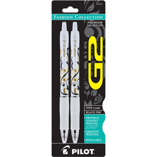 G2 GEL PEN FASHION FINE .7 BLACK PQT. 2