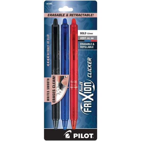 FRIXION BOLD CLICKER ERASE BLK\BLU\RED PQ/.3