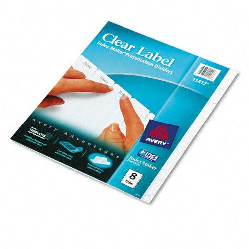 PRINT & APPLY CLEAR LABEL DIVIDER 8 TAB WHITE