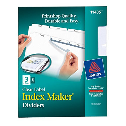 PRINT & APPLY CLEAR LABEL DIVIDER 3 TAB WHITE