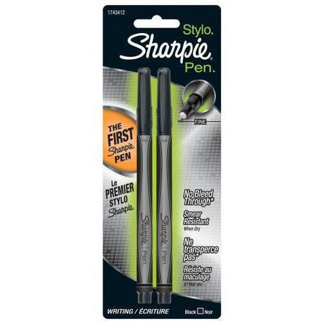 SHARPIE PEN FINE BLACK PQT.2