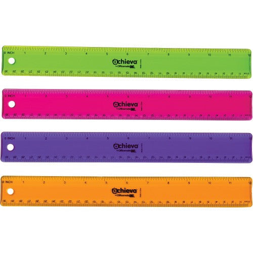 RULER 12" FLEXIBLE PLASTIC ASST