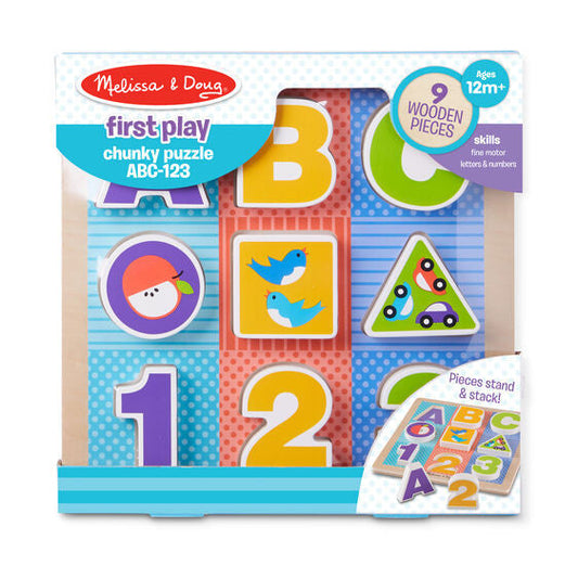FIRST PLAY WOODEN ABC-123 CHUNKY PUZZLE