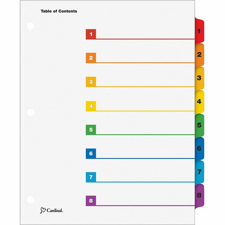Printiable Index Divider | 8 Tab | Multicolor | Letter