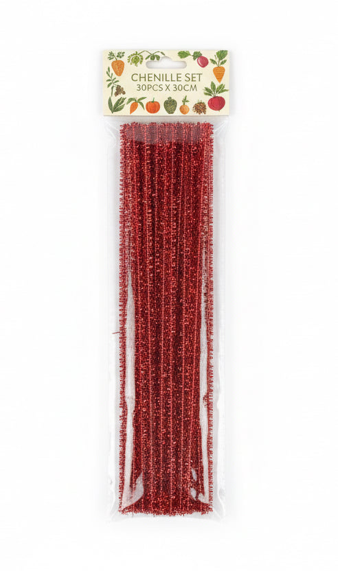 Red Glitter Chenille |30 pcs