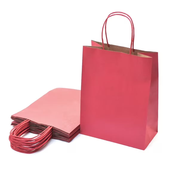 CRAFT BAG MEDIUM 8x4.75x10IN RED 12PC